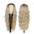 Long Wavy Wigs with Bangs Ombre Dark Blonde